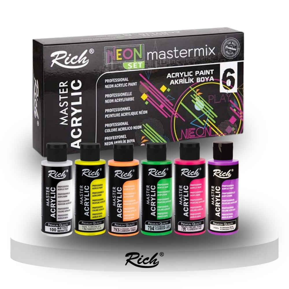 RICH MASTERMIX Neon Acrylfarben-Set 6 Farben - 60 ml