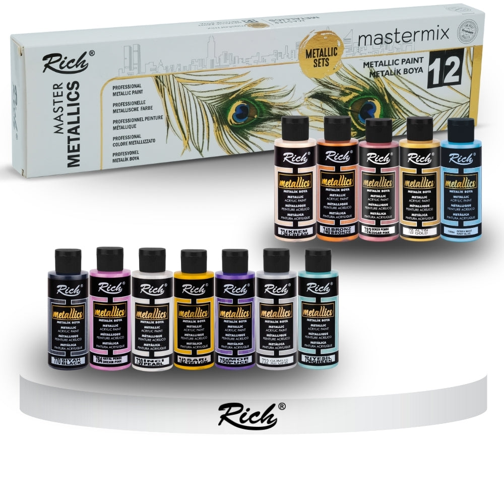 RICH MASTERMIX Metallic Acrylfarben-Set 12 Farben - 60 ml