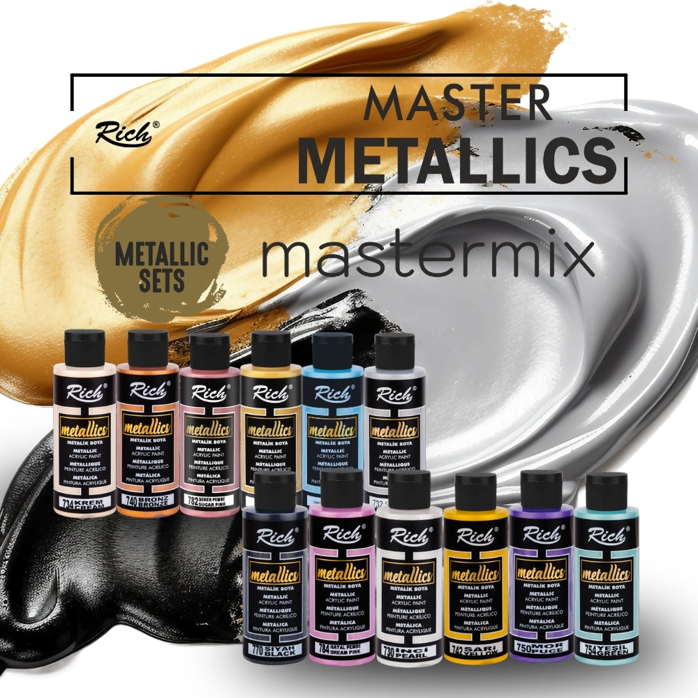 RICH MASTERMIX Metallic Acrylfarben-Set 12 Farben - 60 ml