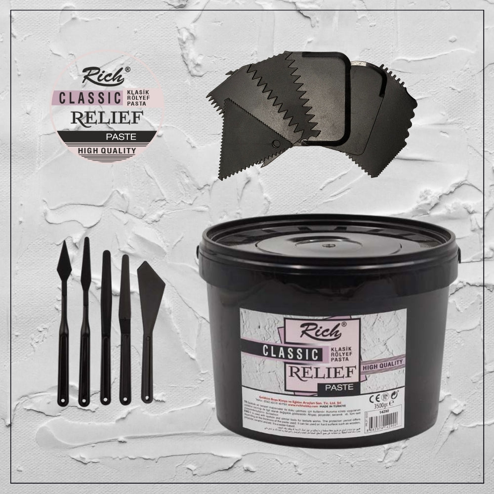 Rich Classic Relief Paste Set - 5-teilige Spachtel + 6-teilige Schaber - 3500g