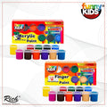 FUNNY KIDS Acrylfarben Set & Fingerfarben Set - 12x25 ml (jeweils 12 Farben)