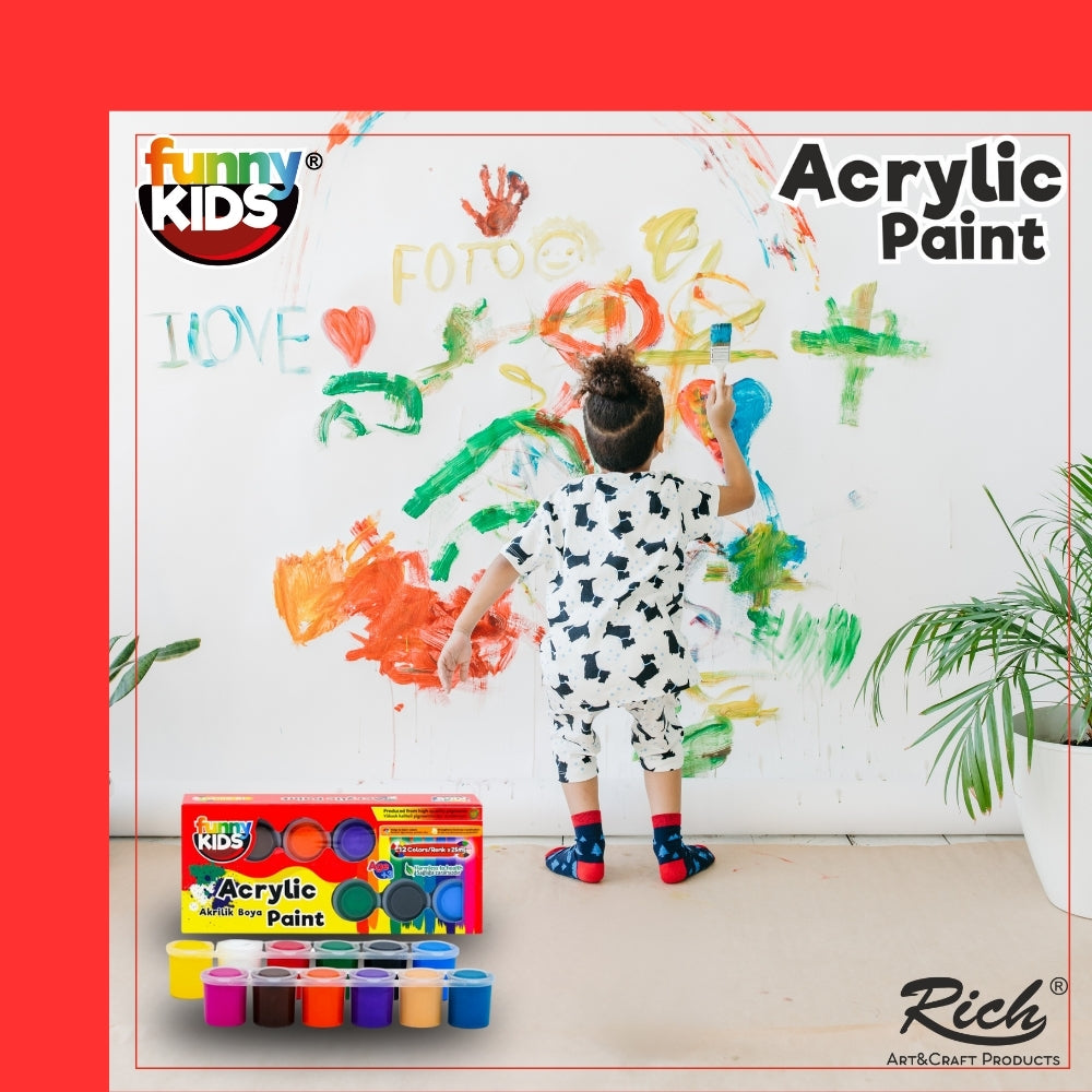 FUNNY KIDS Acrylfarben-Set 12 Farben - 25 ml
