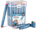 ART-X Doppelspitzen Marker Set - 24 Farben, Alkoholbasiert, Sketch Marker
