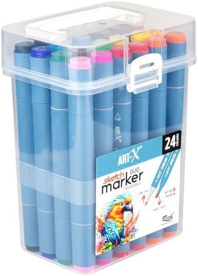 ART-X Doppelspitzen Marker Set - 24 Farben, Alkoholbasiert, Sketch Marker