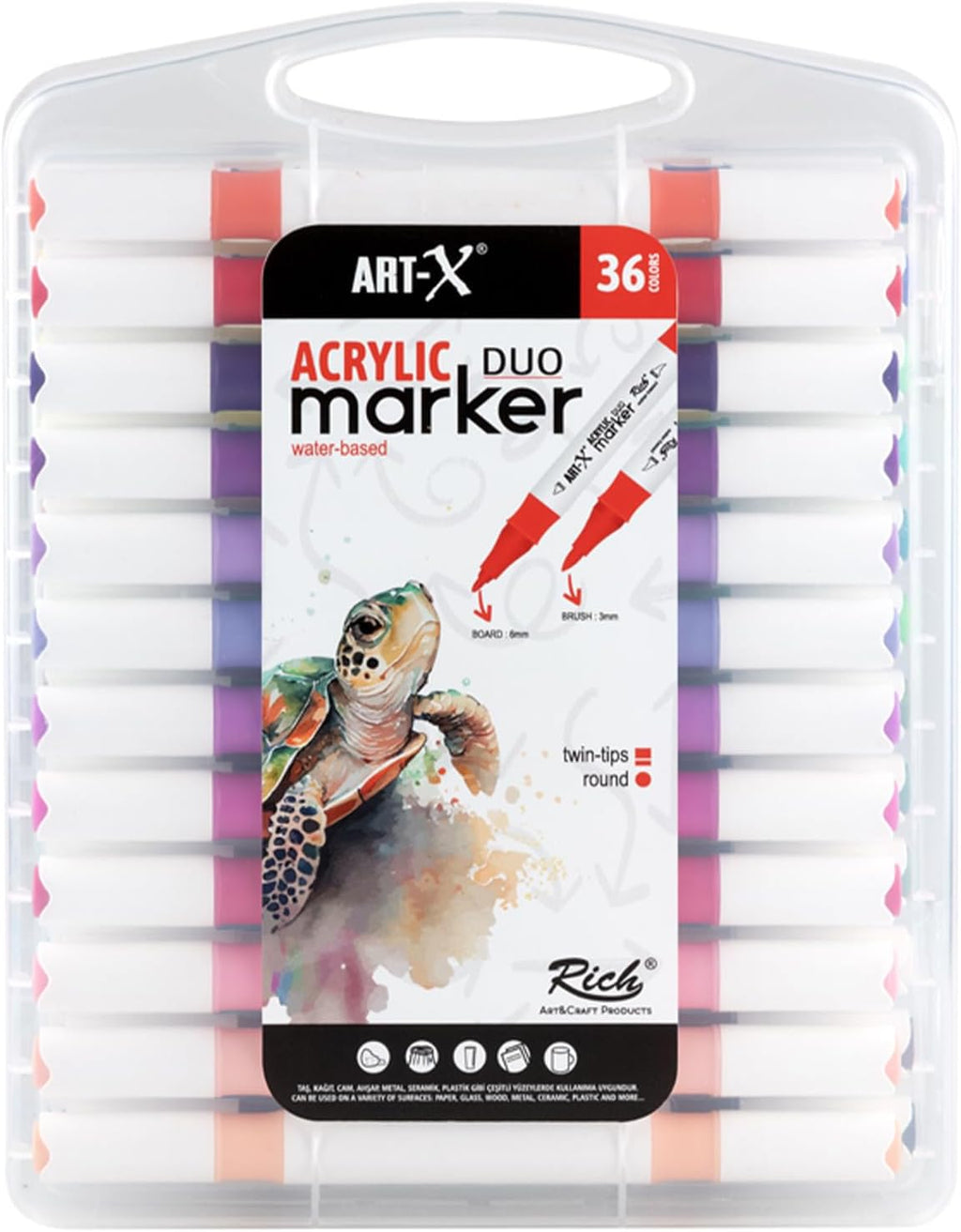 ART-X Acryl Marker Set - 36 Farben, Doppelspitzen, Für Profis & Künstler