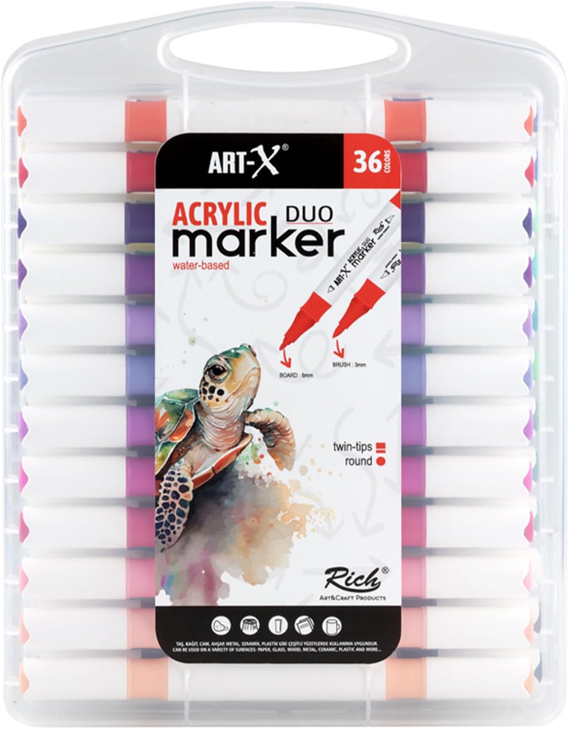 ART-X Acryl Marker Set - 36 Farben, Doppelspitzen, Für Profis & Künstler