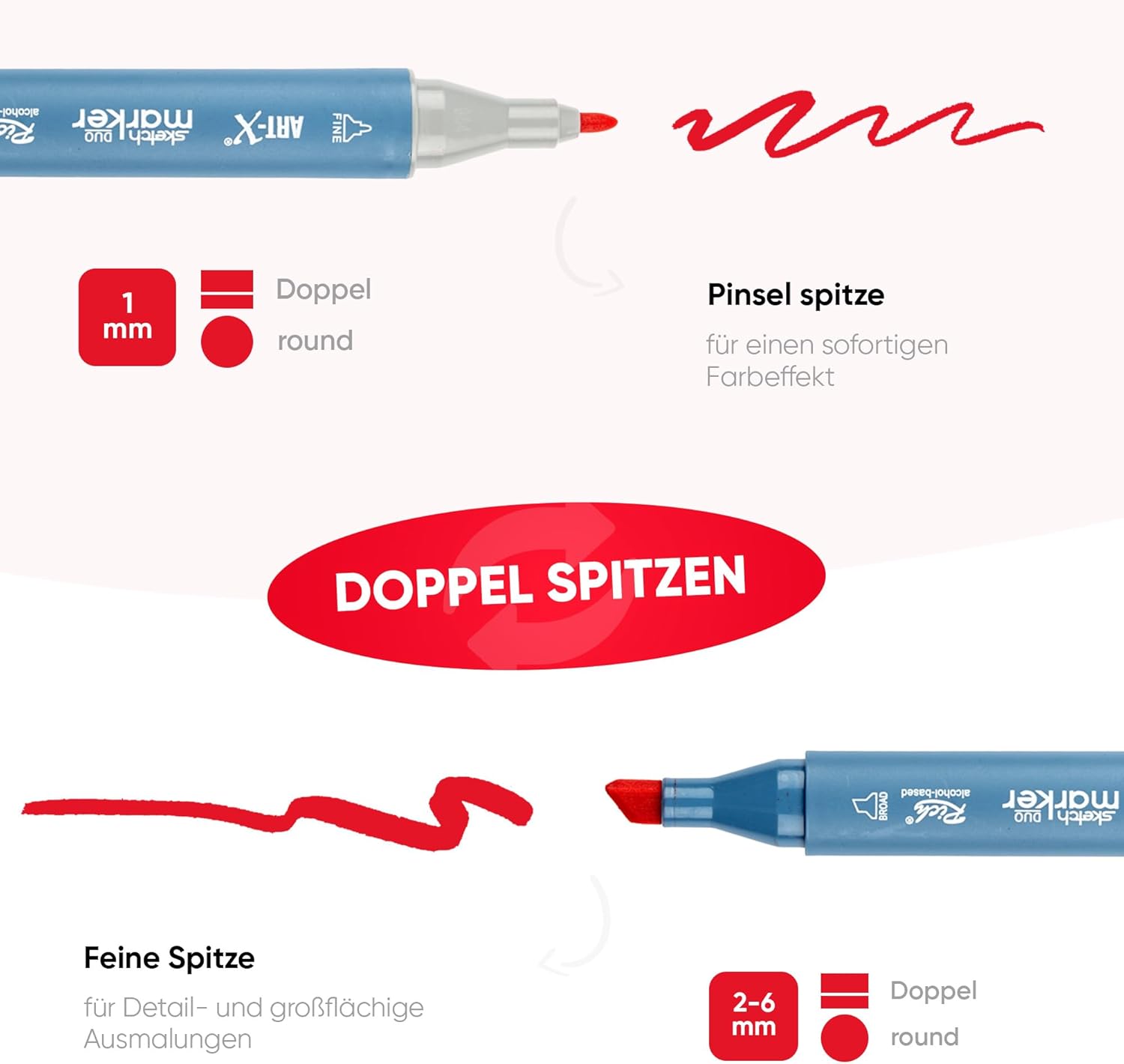 ART-X Doppelspitzen Marker Set - 108 Farben, Profi Sketch Marker
