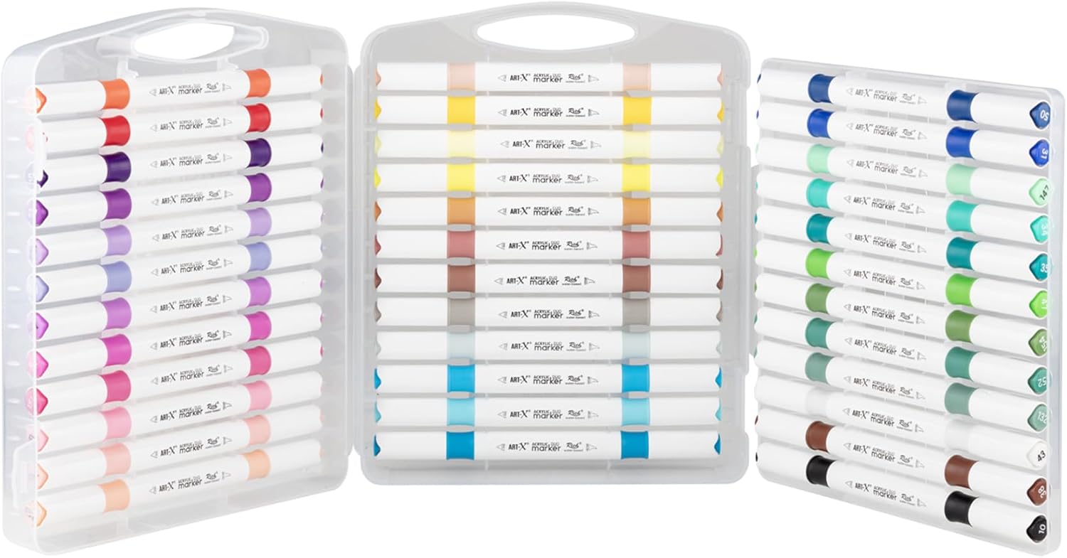ART-X Acryl Marker Set - 36 Farben, Doppelspitzen, Für Profis & Künstler