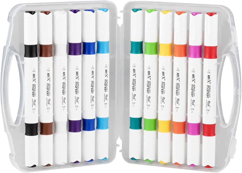 ART-X Acryl Marker Set - 12 Farben, Doppelspitzen, Für Kreative & Künstler