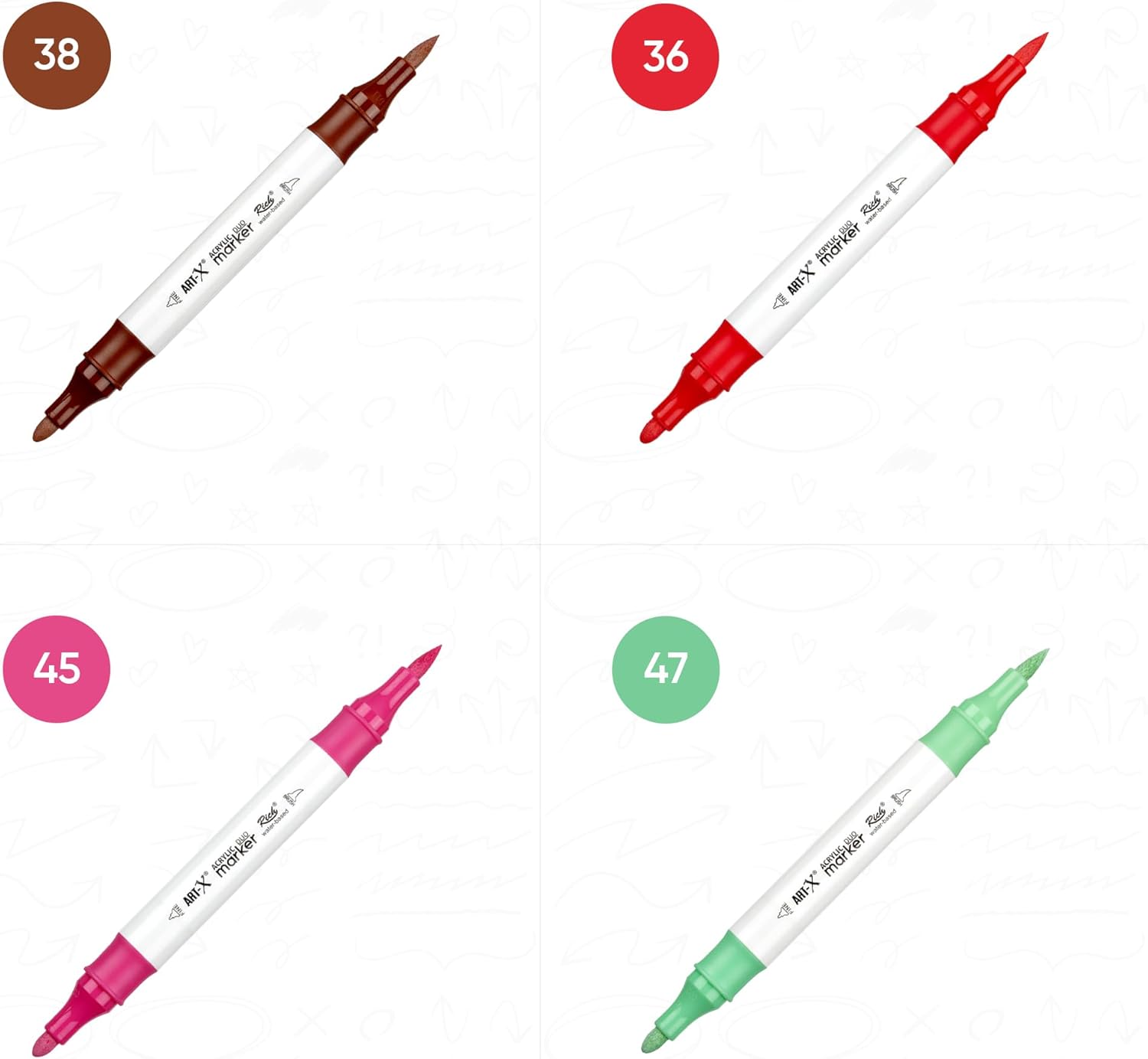 ART-X Acryl Marker Set - 24 Farben, Doppelspitzen, Für Künstler & Hobby