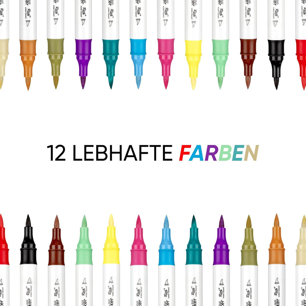 ART-X Acryl Marker Set - 12 Farben, Doppelspitzen, Für Kreative & Künstler