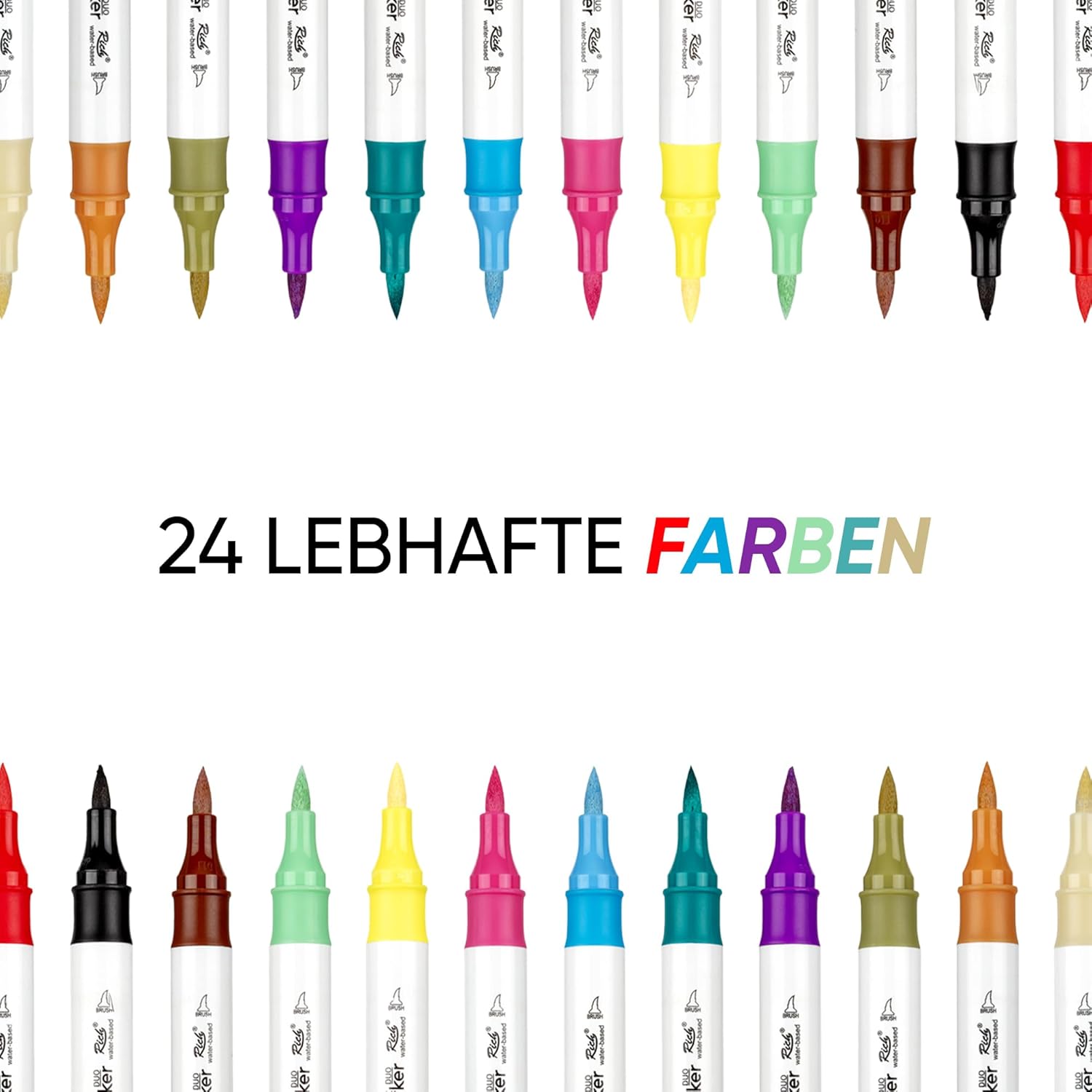 ART-X Acryl Marker Set - 24 Farben, Doppelspitzen, Für Künstler & Hobby