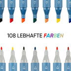 ART-X Doppelspitzen Marker Set - 108 Farben, Profi Sketch Marker