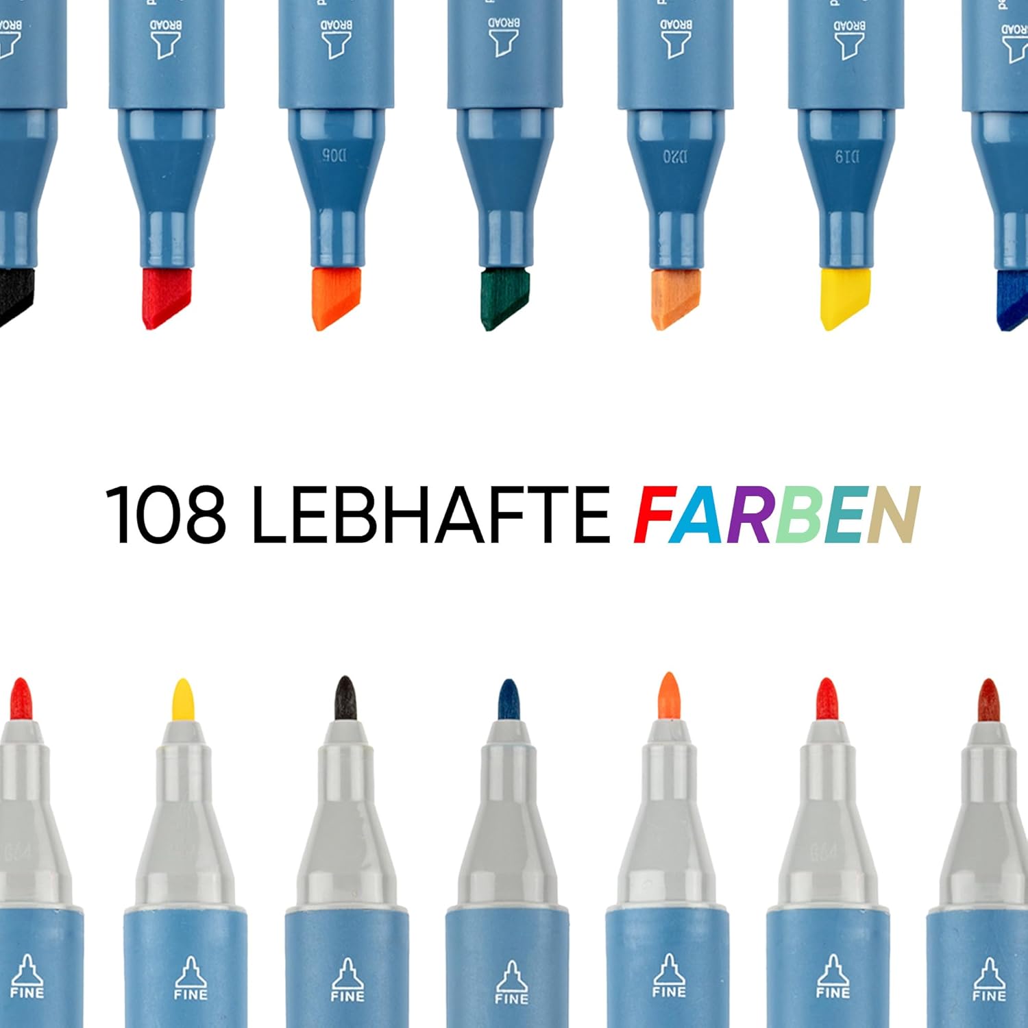 ART-X Doppelspitzen Marker Set - 108 Farben, Profi Sketch Marker