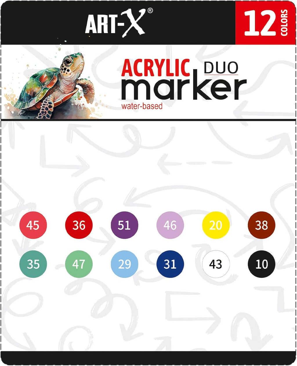 ART-X Acryl Marker Set - 12 Farben, Doppelspitzen, Für Kreative & Künstler