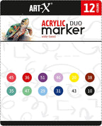 ART-X Acryl Marker Set - 12 Farben, Doppelspitzen, Für Kreative & Künstler