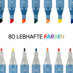 ART-X Doppelspitzen Marker Set - 80 Farben, Alkoholbasis, Sketch Marker