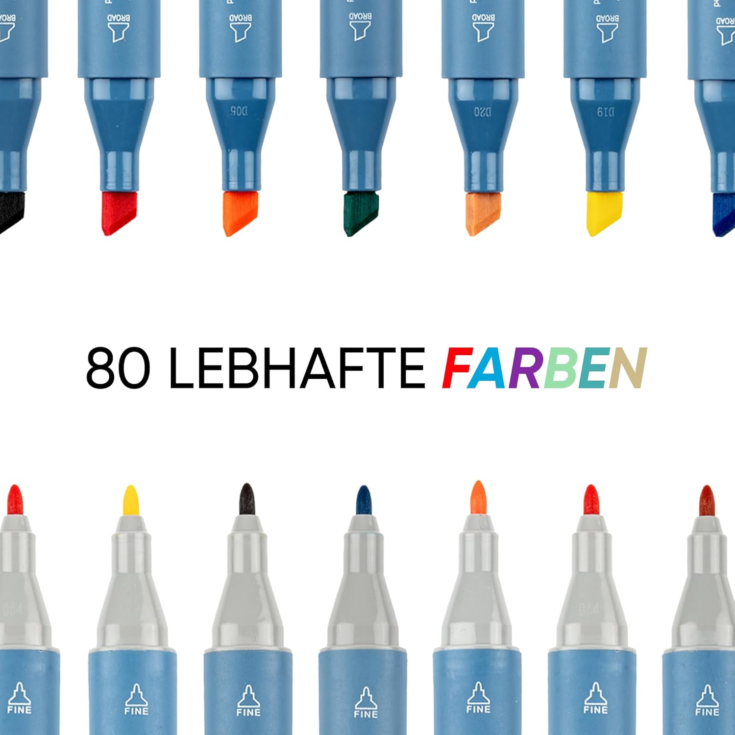 ART-X Doppelspitzen Marker Set - 80 Farben, Alkoholbasis, Sketch Marker