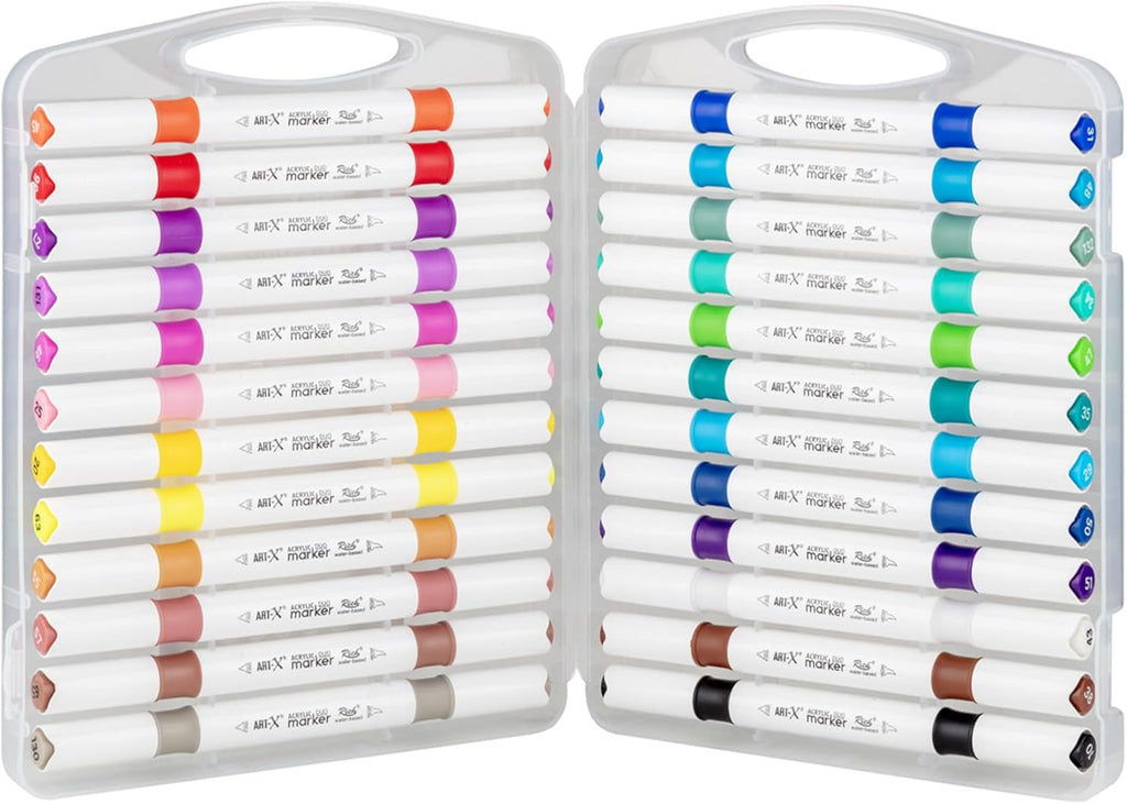 ART-X Acryl Marker Set - 24 Farben, Doppelspitzen, Für Künstler & Hobby