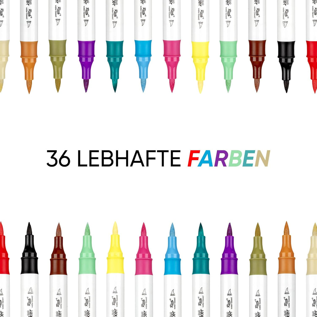 ART-X Acryl Marker Set - 36 Farben, Doppelspitzen, Für Profis & Künstler