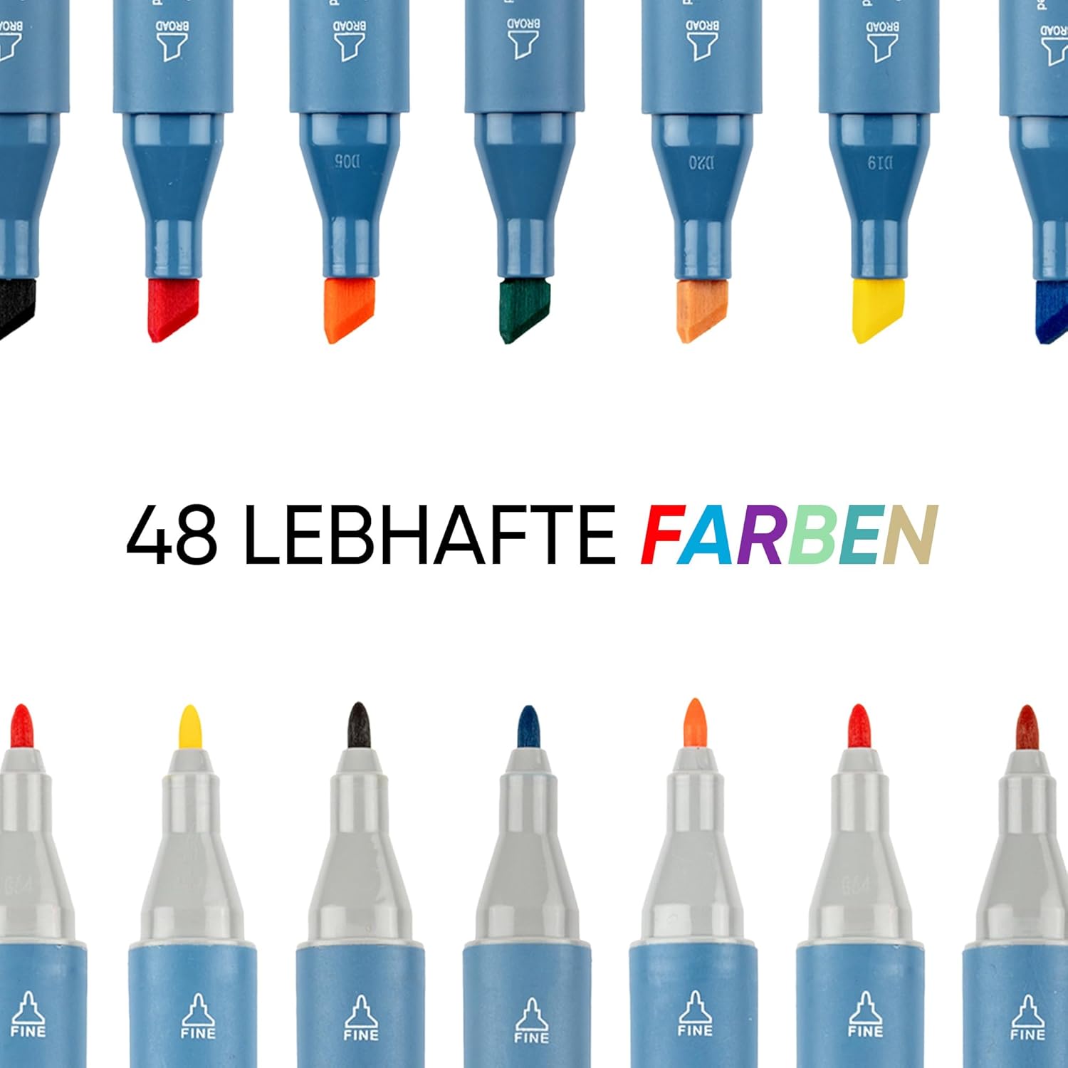 ART-X Doppelspitzen Marker Set - 48 Farben, Alkoholbasiert, Sketch Marker