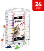 ART-X Acryl Marker Set - 24 Farben, Doppelspitzen, Für Künstler & Hobby