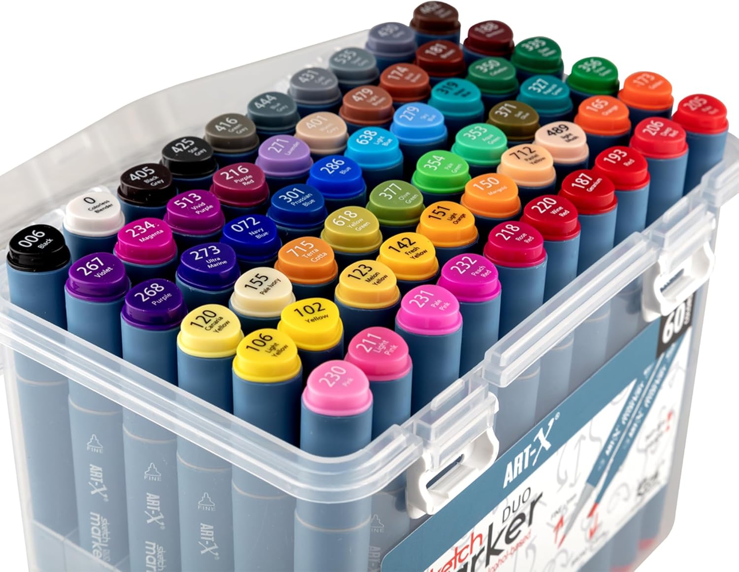 ART-X Doppelspitzen Marker Set - 60 Farben, Alkoholbasiert, Sketch Marker