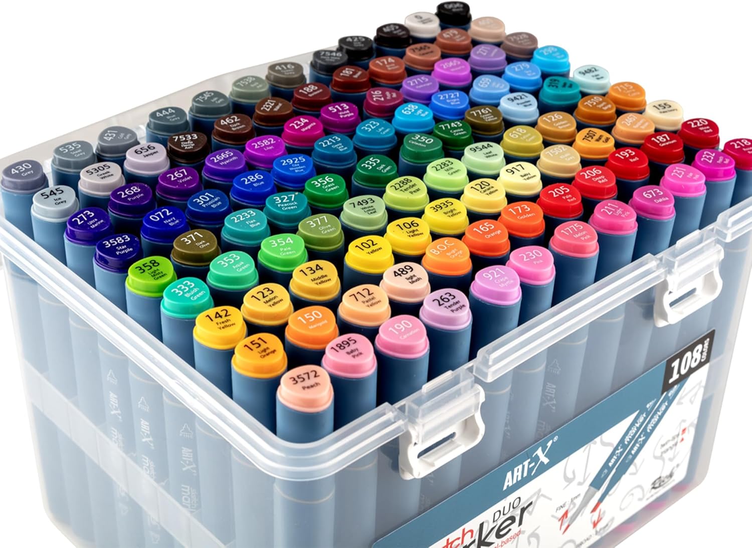 ART-X Doppelspitzen Marker Set - 108 Farben, Profi Sketch Marker