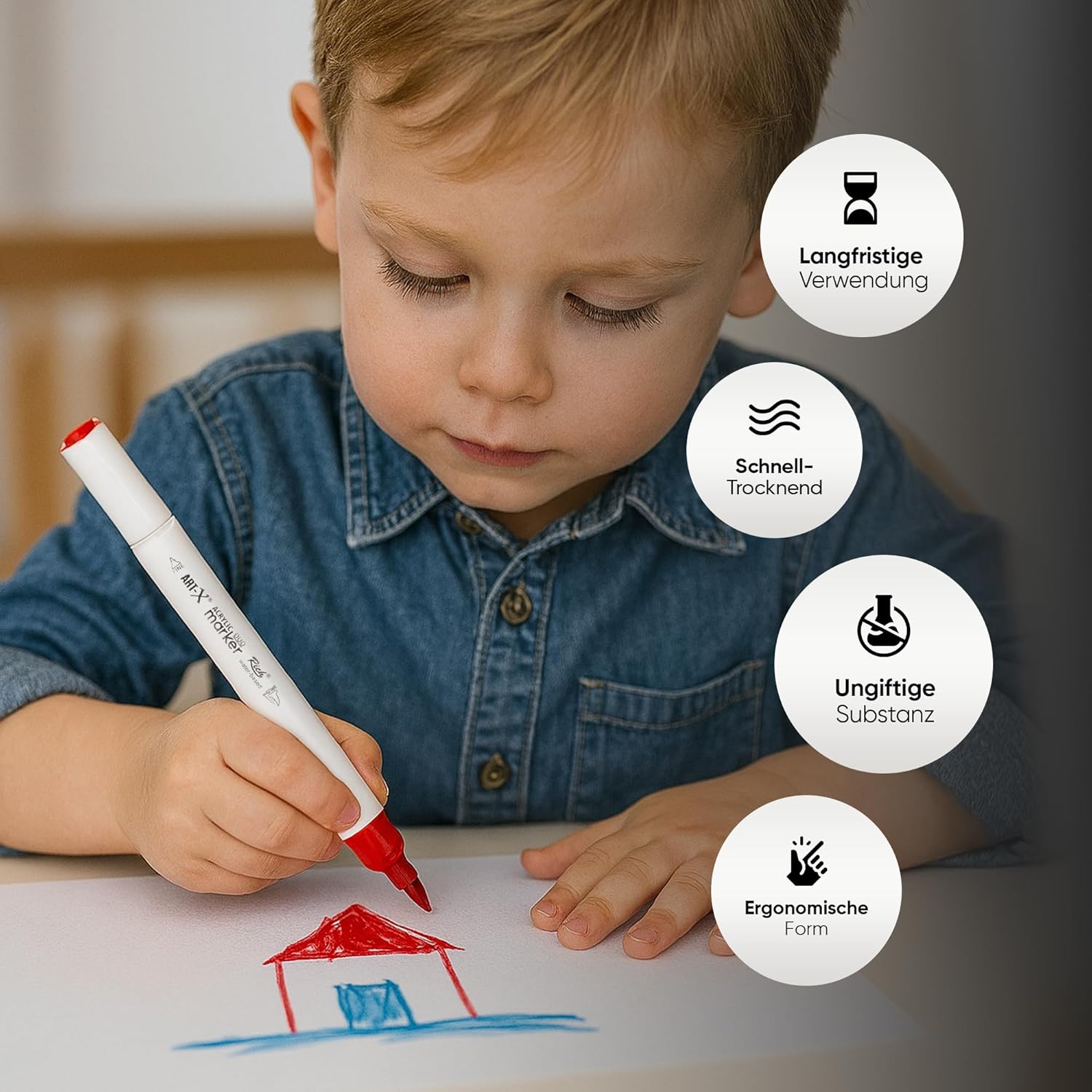 ART-X Acryl Marker Set - 24 Farben, Doppelspitzen, Für Künstler & Hobby
