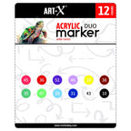 ART-X Acryl Marker Set - 12 Farben, Doppelspitzen, Für Kreative & Künstler
