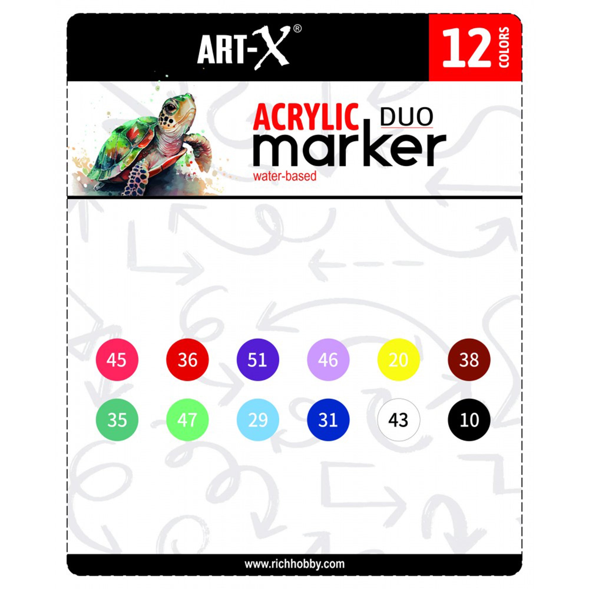 ART-X Acryl Marker Set - 12 Farben, Doppelspitzen, Für Kreative & Künstler