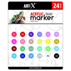ART-X Acryl Marker Set - 24 Farben, Doppelspitzen, Für Künstler & Hobby