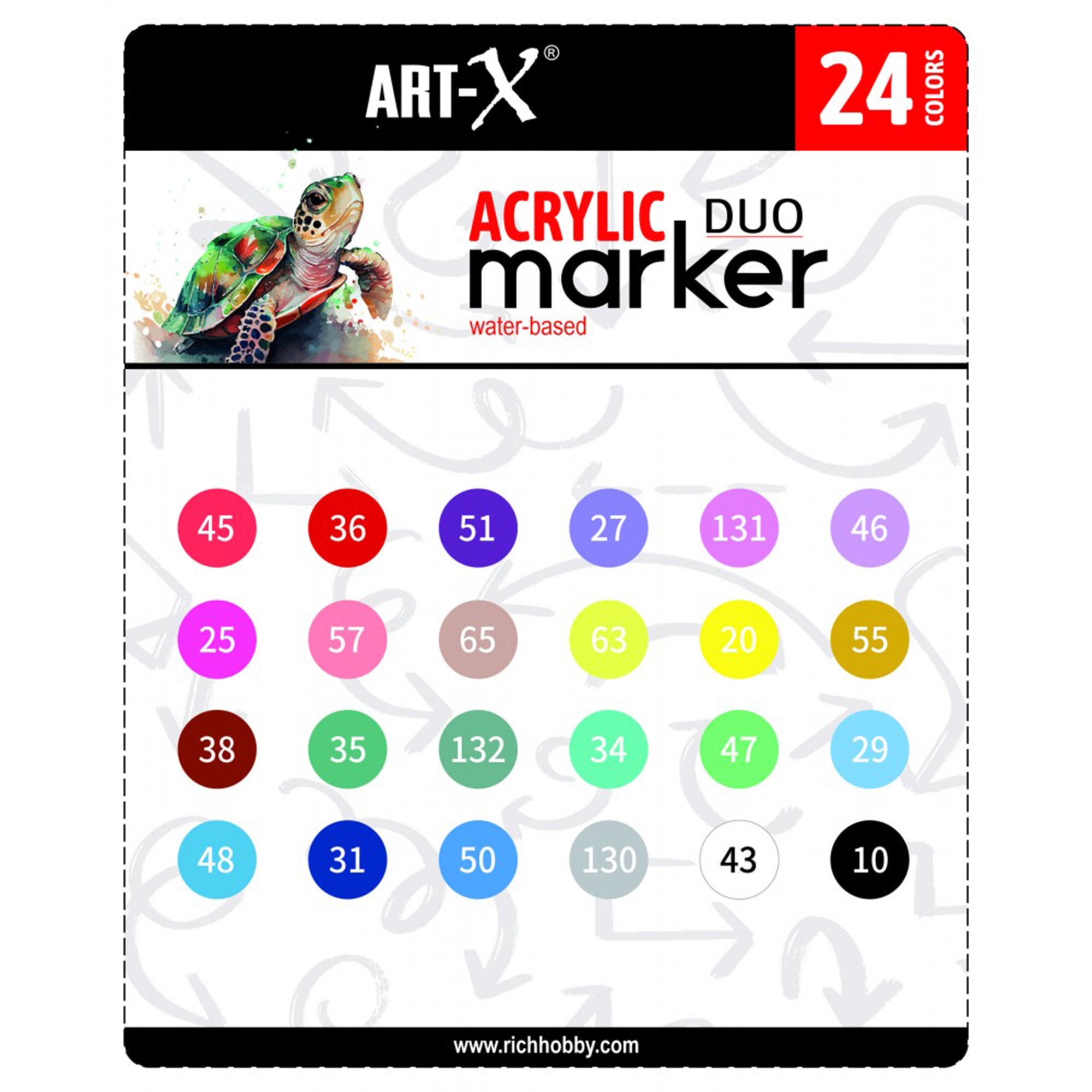 ART-X Acryl Marker Set - 24 Farben, Doppelspitzen, Für Künstler & Hobby