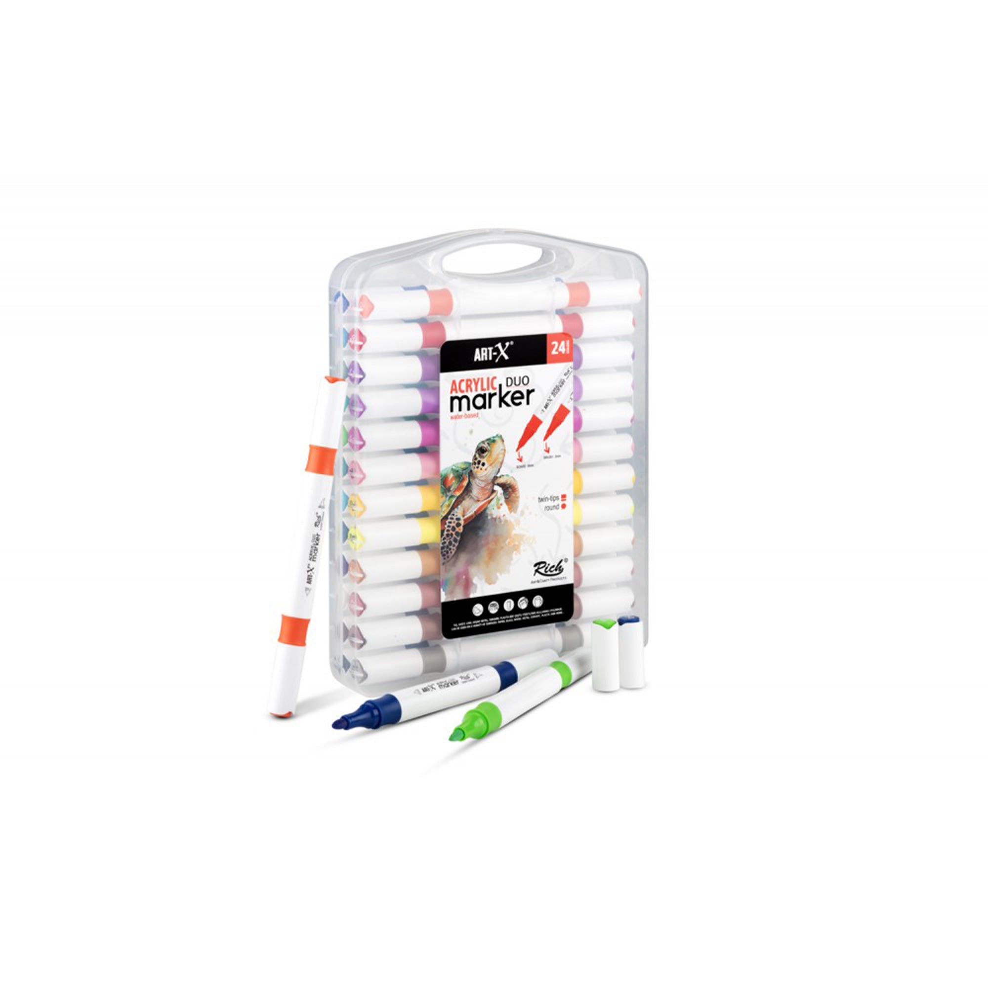 ART-X Acryl Marker Set - 24 Farben, Doppelspitzen, Für Künstler & Hobby