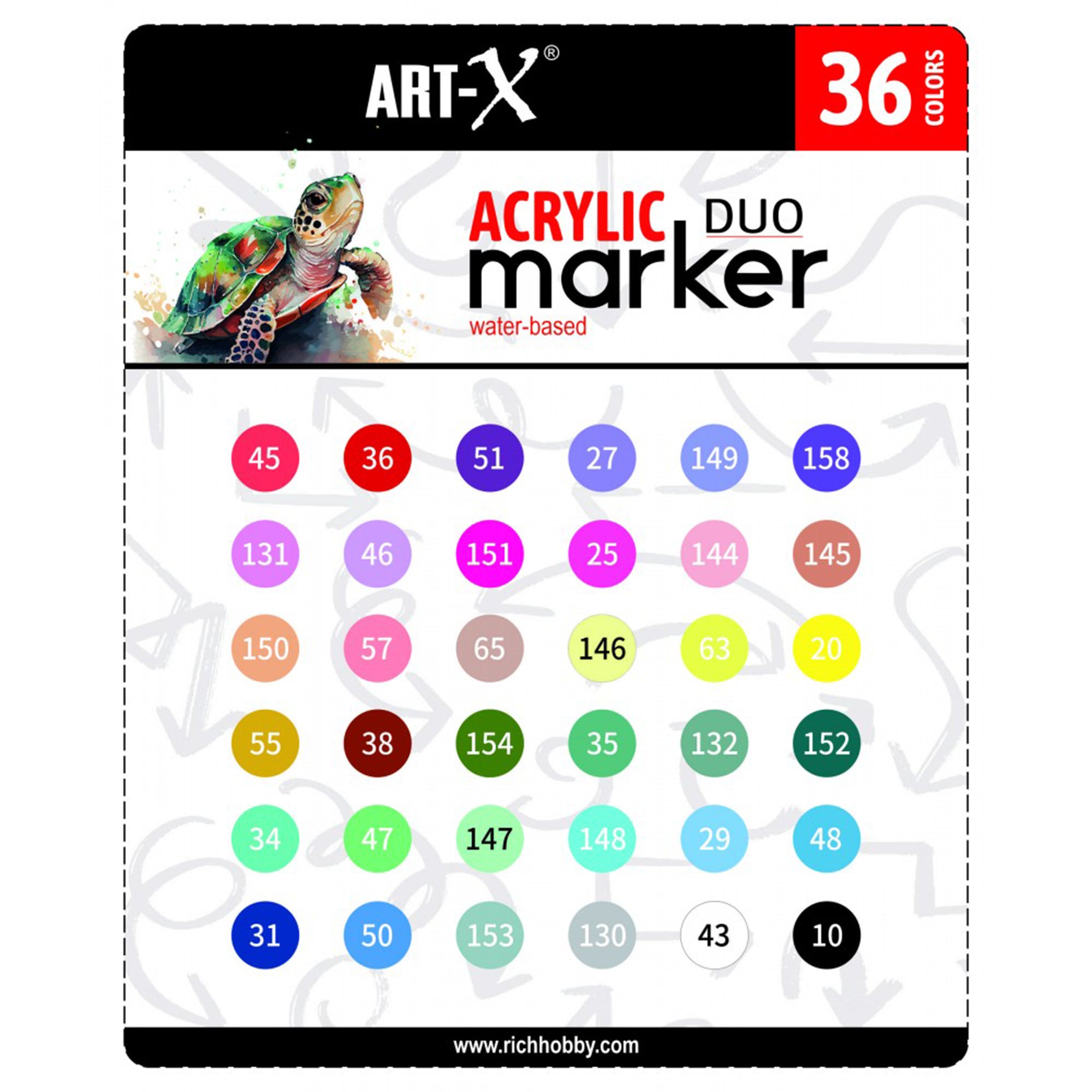 ART-X Acryl Marker Set - 36 Farben, Doppelspitzen, Für Profis & Künstler