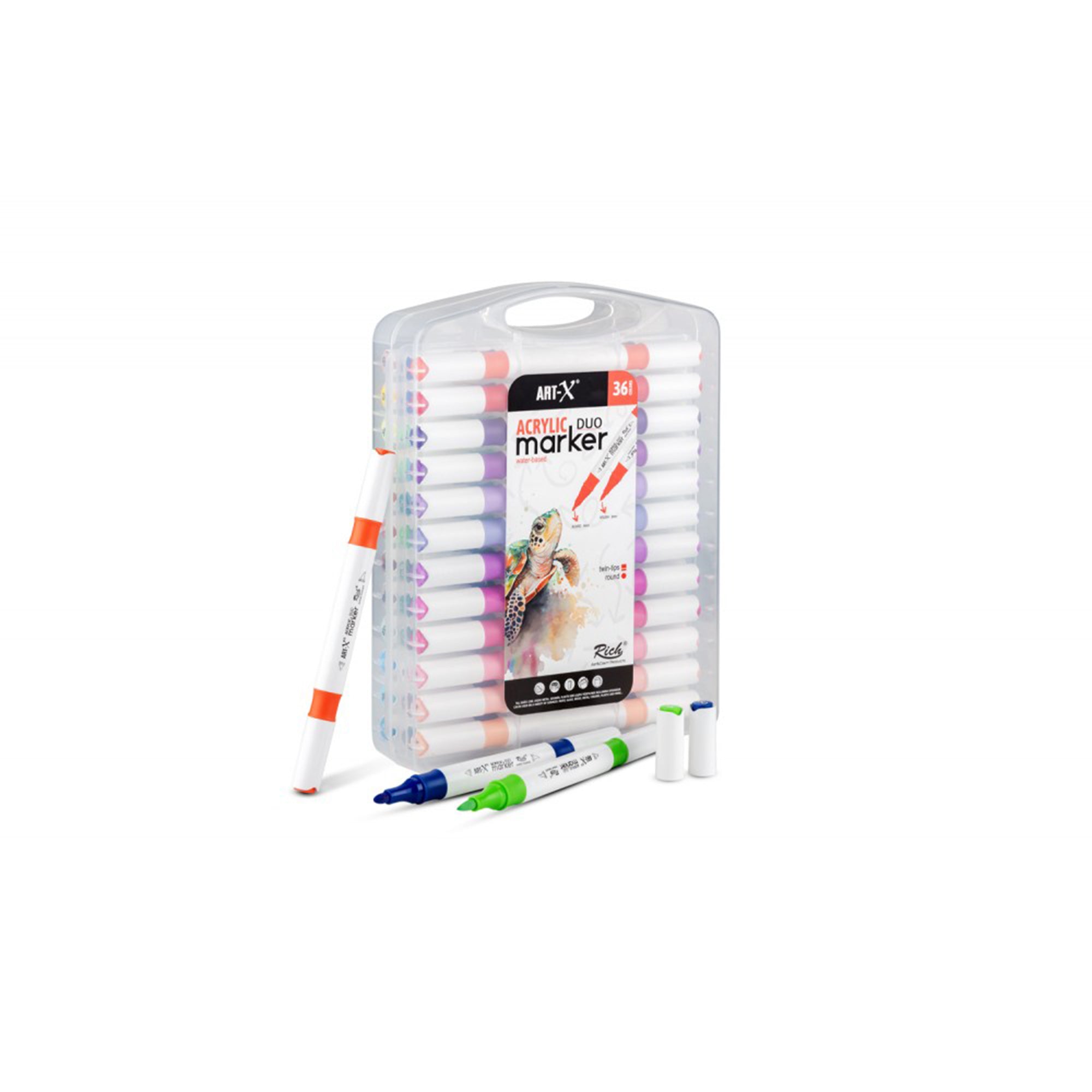 ART-X Acryl Marker Set - 36 Farben, Doppelspitzen, Für Profis & Künstler