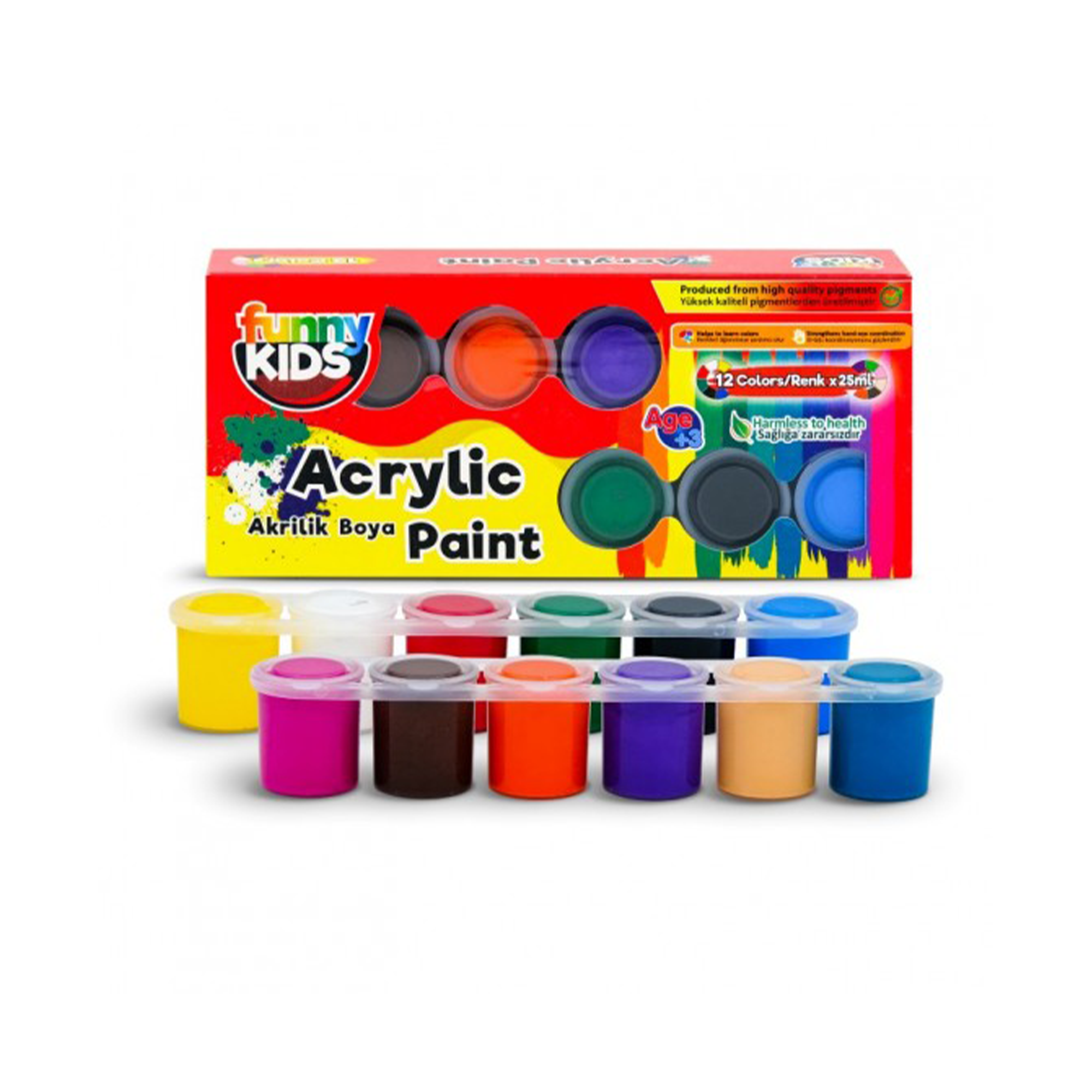FUNNY KIDS Acrylfarben-Set 12 Farben - 25 ml