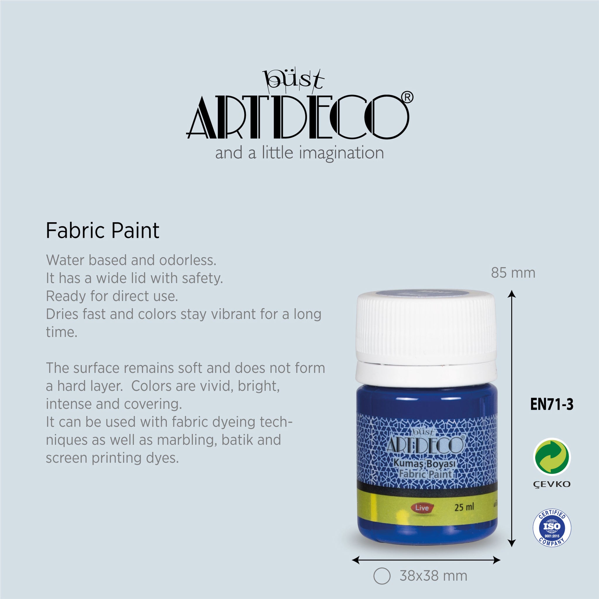 büst Artdeco Stoffmalfarben Set - 12x25 ml in verschiedenen Farben
