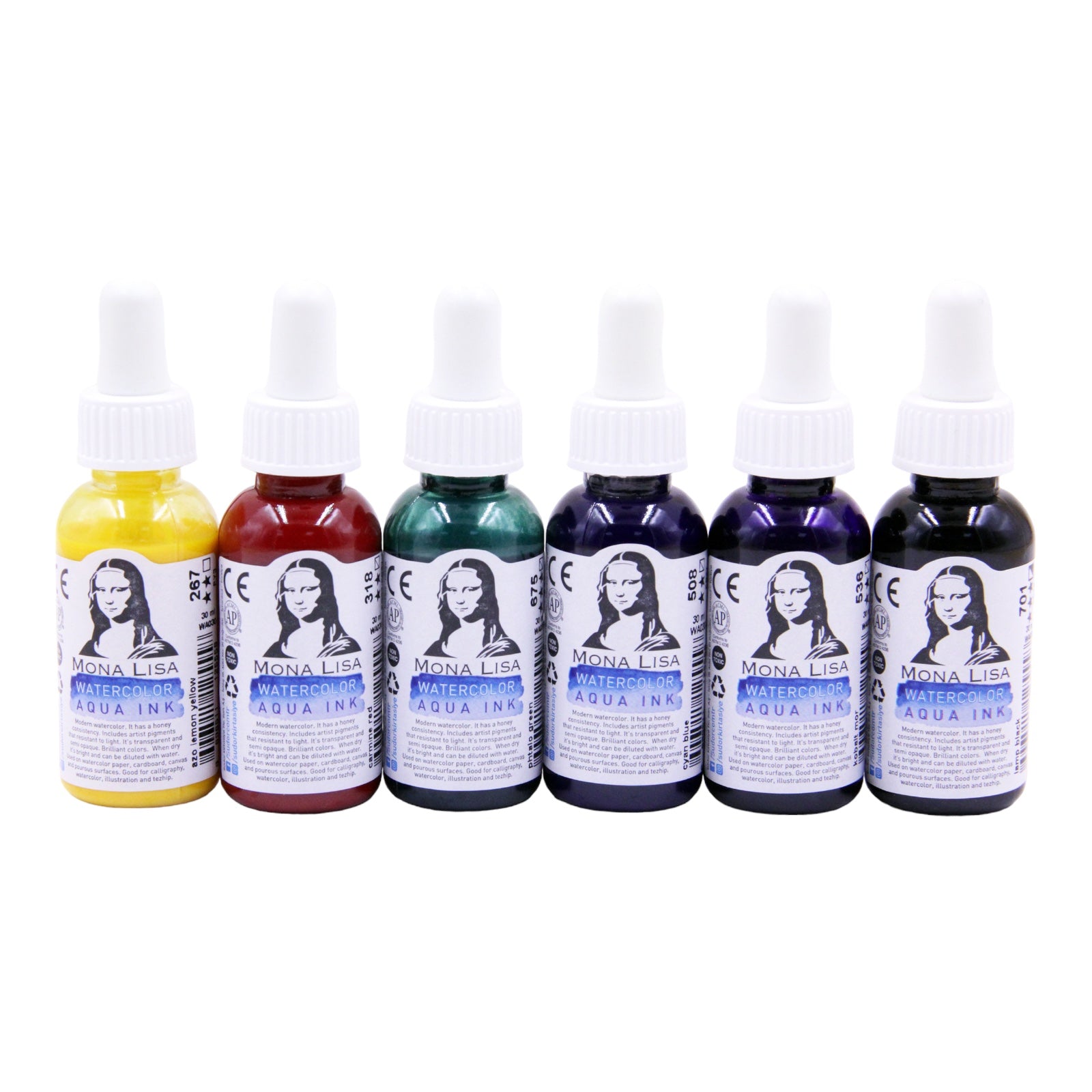 Südor Mona Lisa Watercolor (Aquarell) Aqua Ink Set 6x30 ml