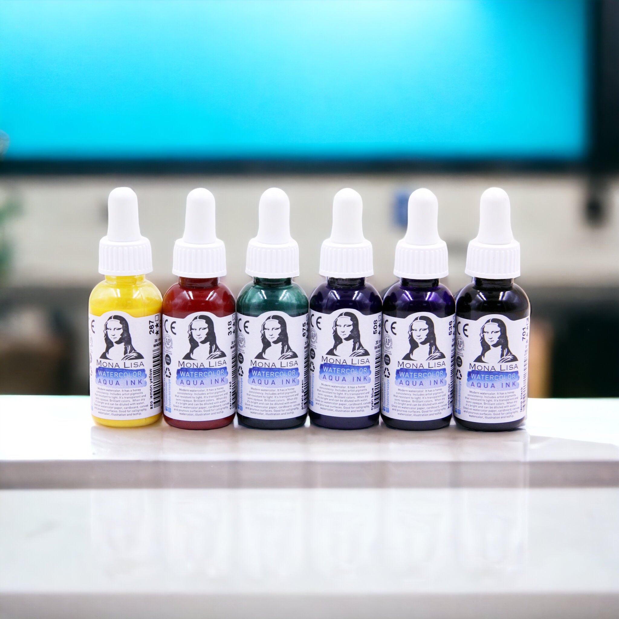Südor Mona Lisa Watercolor (Aquarell) Aqua Ink Set 6x30 ml