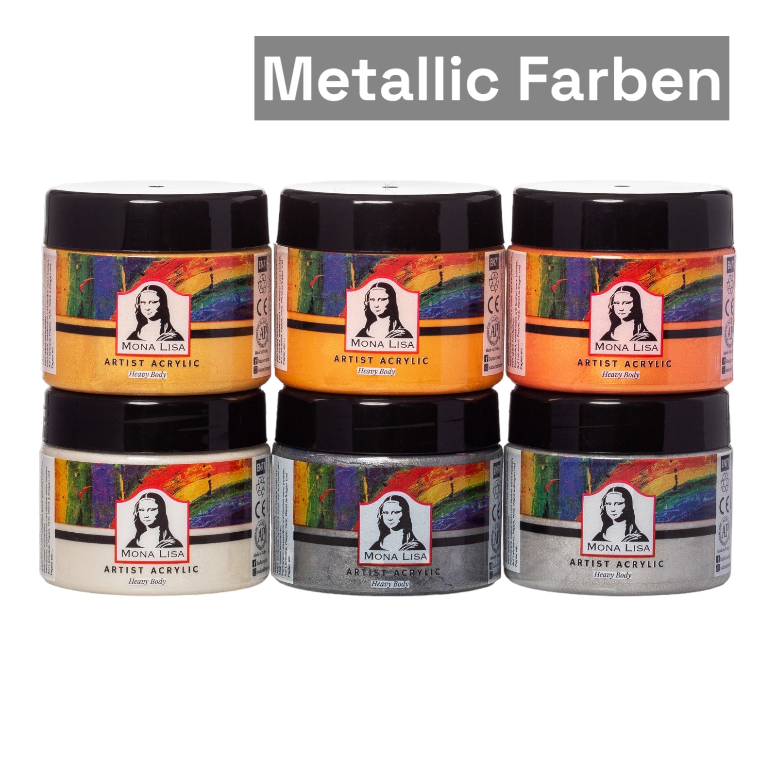 Südor Mona Lisa Acrylfarben Set Metallic Effekt 6x125 ml