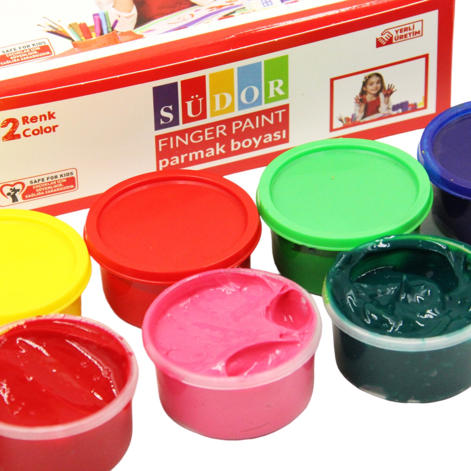 SÜDOR® Fingerfarben für Kinder 6x 30 ml | Ungiftig Bastel-Farbe | parabenfrei, glutenfrei, laktosefrei und vegan, vermalbar mit Pinsel und Fingern…