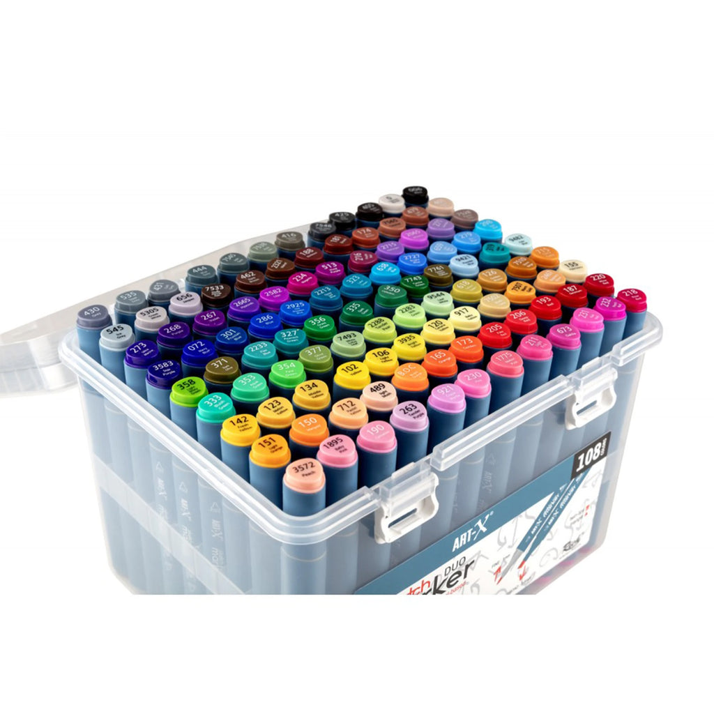 ART-X Doppelspitzen Marker Set - 108 Farben, Profi Sketch Marker
