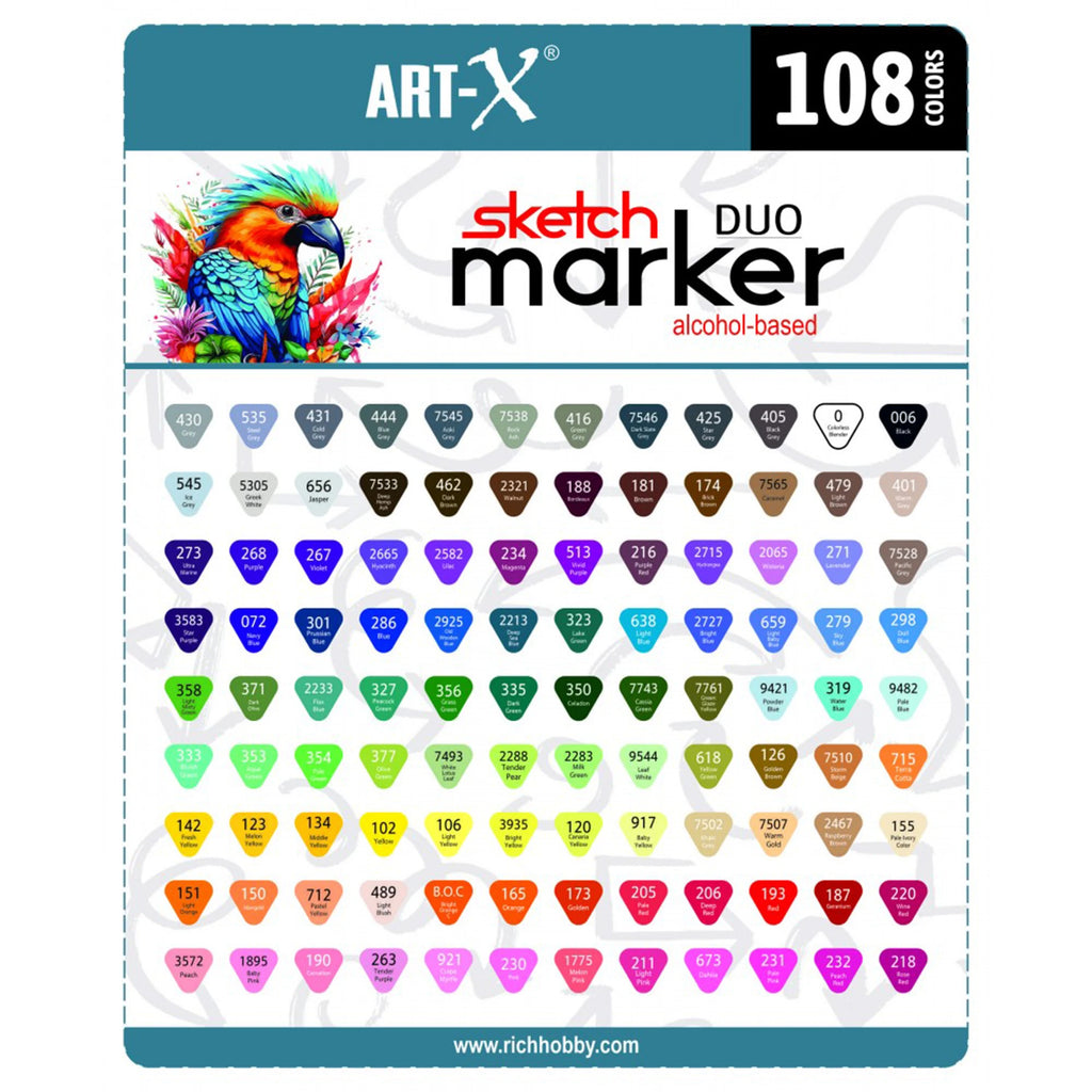 ART-X Doppelspitzen Marker Set - 108 Farben, Profi Sketch Marker