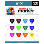 ART-X Doppelspitzen Skizzen Marker Set - 12 Farben, Alkoholbasiert, Sketch Marker