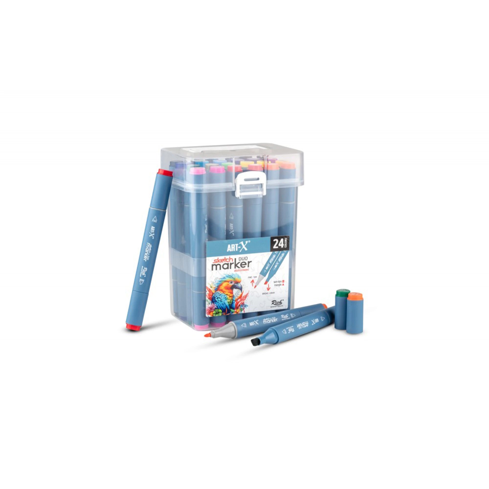 ART-X Doppelspitzen Marker Set - 24 Farben, Alkoholbasiert, Sketch Marker