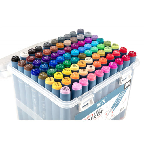 ART-X Doppelspitzen Marker Set - 80 Farben, Alkoholbasis, Sketch Marker