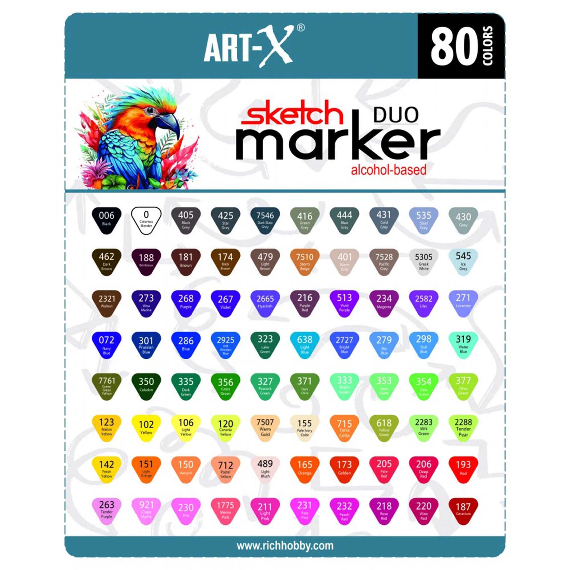 ART-X Doppelspitzen Marker Set - 80 Farben, Alkoholbasis, Sketch Marker