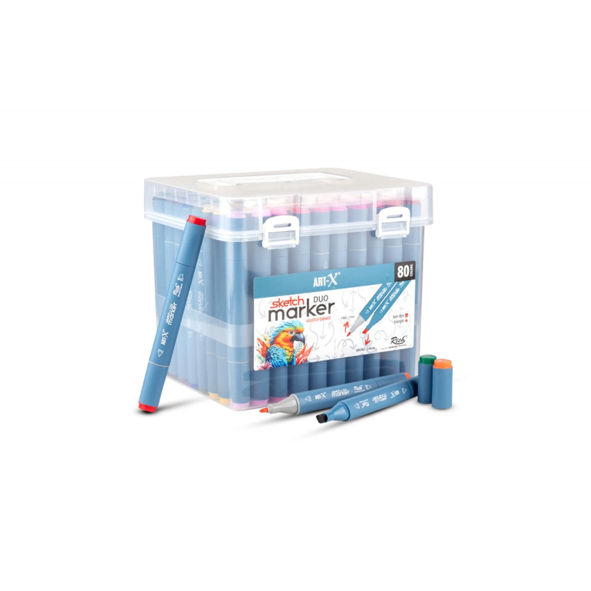 ART-X Doppelspitzen Marker Set - 80 Farben, Alkoholbasis, Sketch Marker