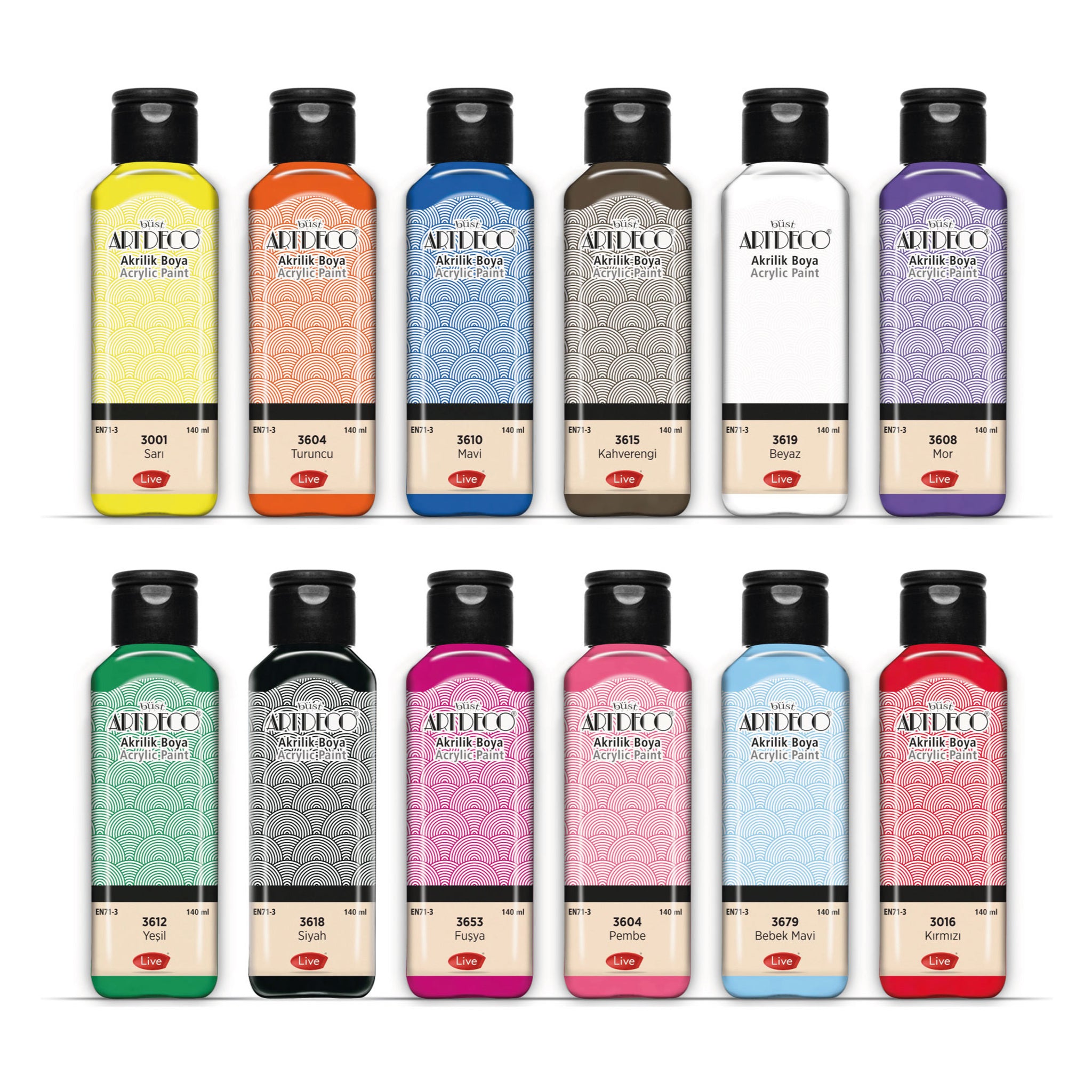 büst Artdeco-Acrylfarben-Set 12x140 ml - Gemischte Farben
